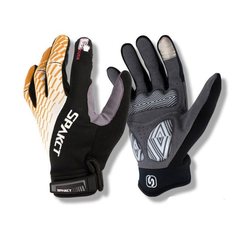 Guantes Ciclismo Touchscreen Spackt Gel Alta Calidad Naranjo